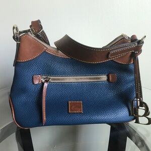 Dooney & Bourke Blue and Brown Leather Shoulder Bag (V1111484)
